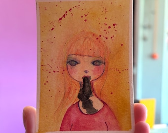 Venom Girl ACEO watercolor