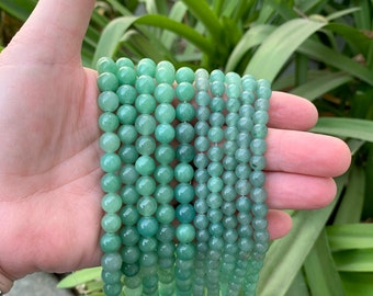 14.5" Strands of 6mm and 8mm Smooth Round Good Quality Light Green Aventurine Beads Green Aventurine Beads,Round Beads, Bead Strands