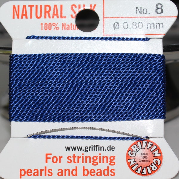 Griffin Dark Blue Silk Bead Thread with Needle