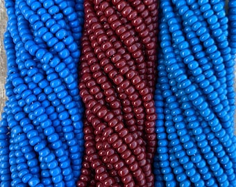 NOUVELLES COULEURS TCHÈQUE 8/0 Perles de rocaille « opaques » (12) brins bleu sarcelle Hanks opaque, marron opaque, bleu ardoise opaque, rocailles preciosa, rocaille, kumihimo