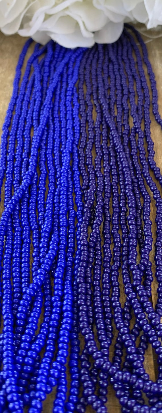 CZECH 8/0 "Opaque" Seed Beads (6) & (12) Strand Hanks Blue Opaque,Navy Blue Opaque Preciosa Beads,Rocaille Beads, Czech Seed Beads, Kumihimo