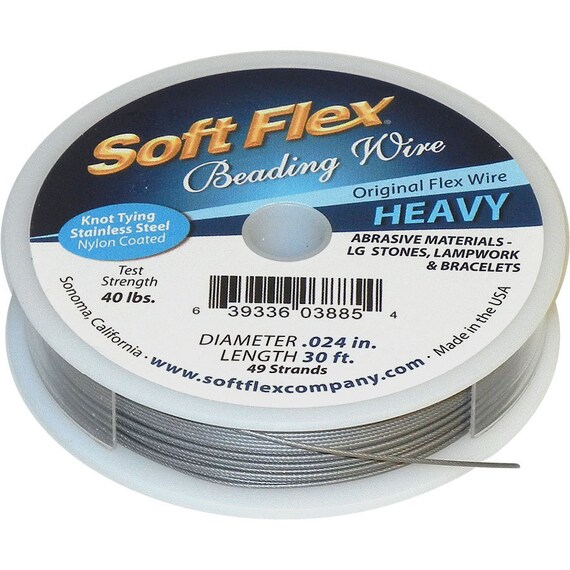 Soft Flex Beading Wire 30 ft Spool, Fine .014, Med .019, Heavy .024 Jewelry  Wire