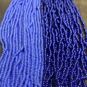 CZECH 8/0 "Opaque Luster" Seed Beads (12) Strand Hanks Royal Blue, French Blue, Beautiful Blue Colors, Preciosa Beads, Rocaille Beads