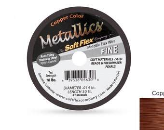 Soft Flex Metallics Copper Size Fine .014 30ft Spool Beading Wire