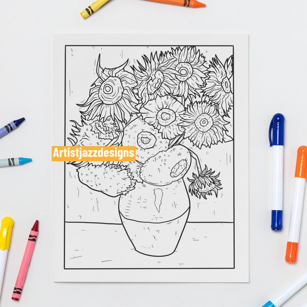 Vincent Van Gogh Coloring pages great for home school and Art teachers