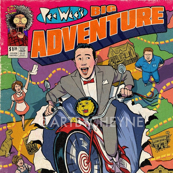 Peewee's Big Adventure Comic Book Cover Art Print
