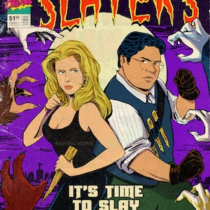 Buffy and Guillermo comic book mashup - vintage comic print