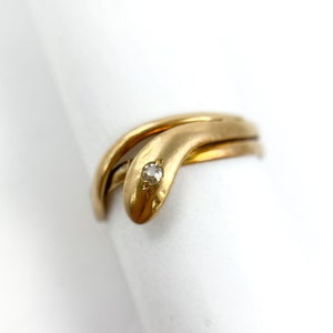 Sleek and Sinuous Antique 18k & Diamond Snake Ring