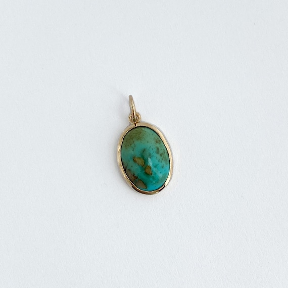 Intriguing Antique Turquoise in 14k Handmade Pend… - image 5