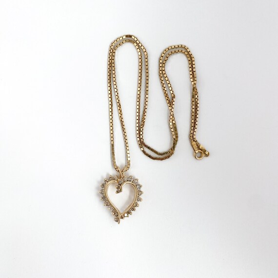 1990s Vintage Warm Diamond Heart Pendant - image 2