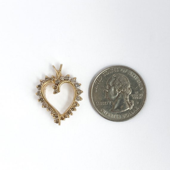 1990s Vintage Warm Diamond Heart Pendant - image 5