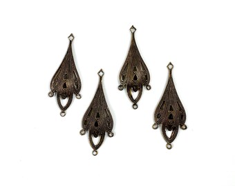 Sinuous Inverted Flower Vintage Brass Findings