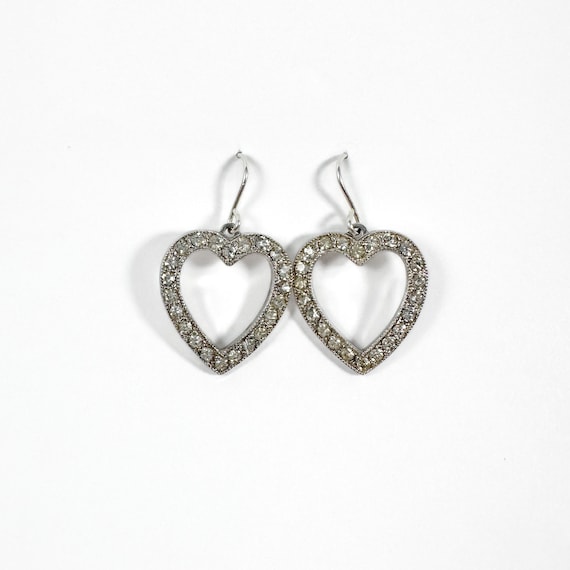 Sparkly 1930s Art Deco Heart Dangle Earrings