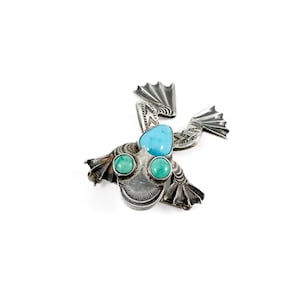 Adorbs 1950-60 Sterling and Turquoise Navajo Frog Brooch