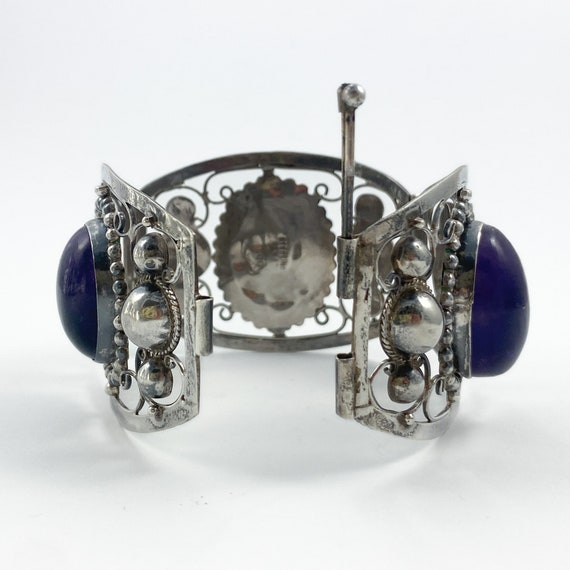 Bold Vintage Taxco Bracelet with Amethyst and Art… - image 7