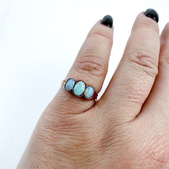 Breathtaking Triple Opal and Rose Gold Ring - image 9