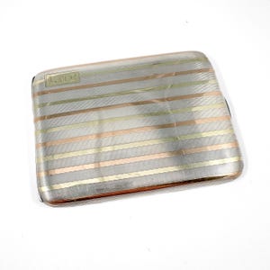 Art Deco Dapper 1920s Pin Striped 14k & Sterling Cigarette or Card Case