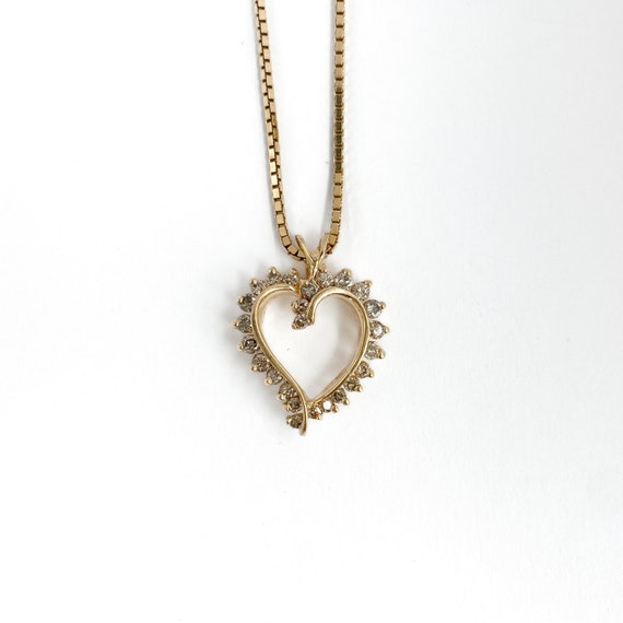 1990s Vintage Warm Diamond Heart Pendant - image 1