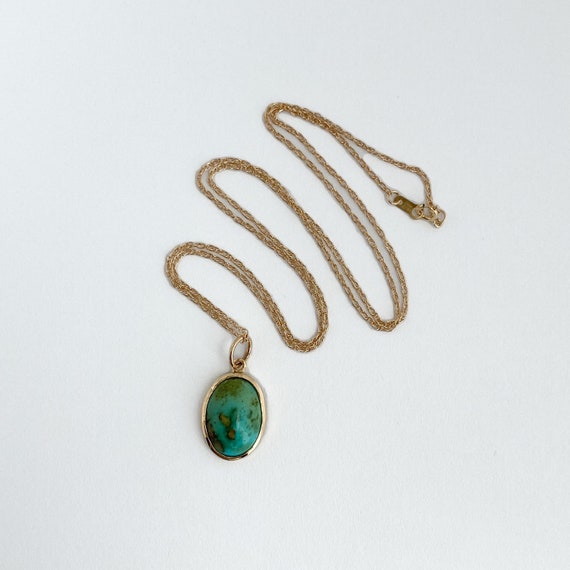 Intriguing Antique Turquoise in 14k Handmade Pend… - image 2