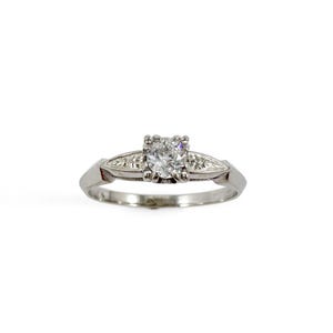 Bright and Pretty 1940s 14k & Natural Diamond Ring