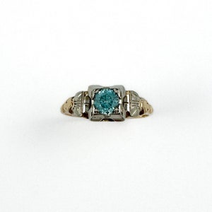 Dazzling Deco 1930s Zircon Ring in 14k Two Tone