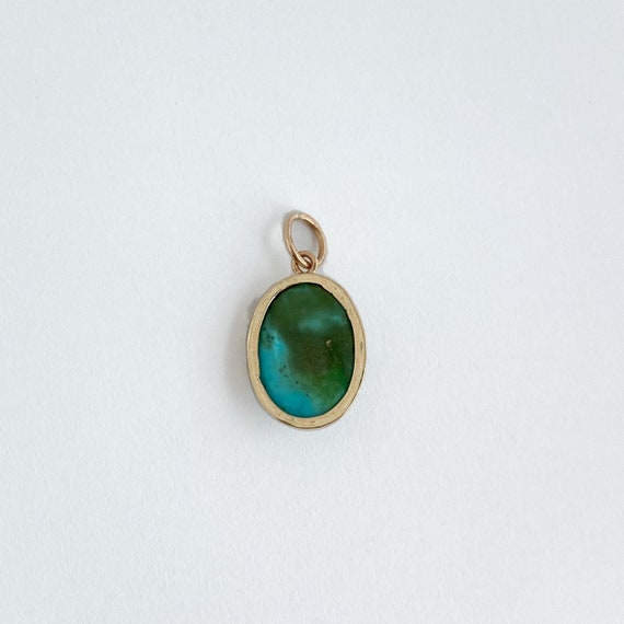 Intriguing Antique Turquoise in 14k Handmade Pend… - image 4