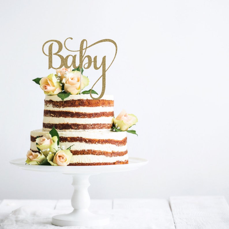Baby Cake Topper Oh Baby Shower Glitter Cake Topper Gender Etsy