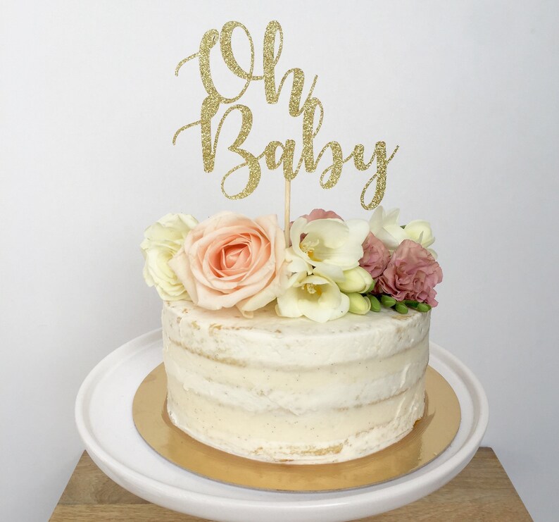 Oh Baby Cake Topper Oh Baby Shower Glitter Cake Topper Gender Etsy