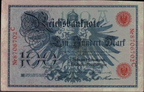 1914 Germany Empire Kaiser WW1 5 Mark Banknote