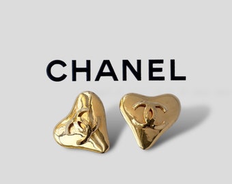Vintage Chanel Turnlock Heart Earrings | Chanel Spring 1993 Gold CC Earrings (Clip-Ons)