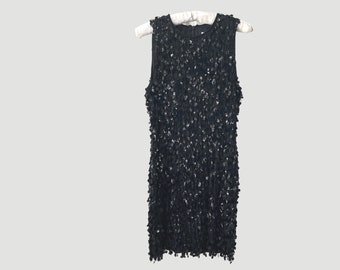 90's DKNY Little Black Dress | Beaded and Sequined Sleeveless Mini Dress | Flapper Style Party Dress | Vintage Donna Karan