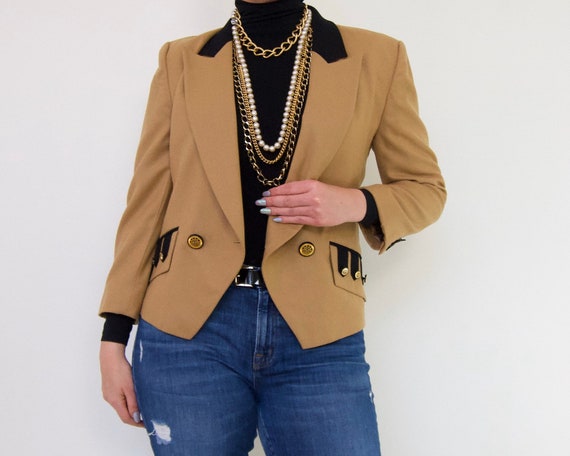 90's Blazer in a Camel and Black Wool by Louis Fe… - image 5