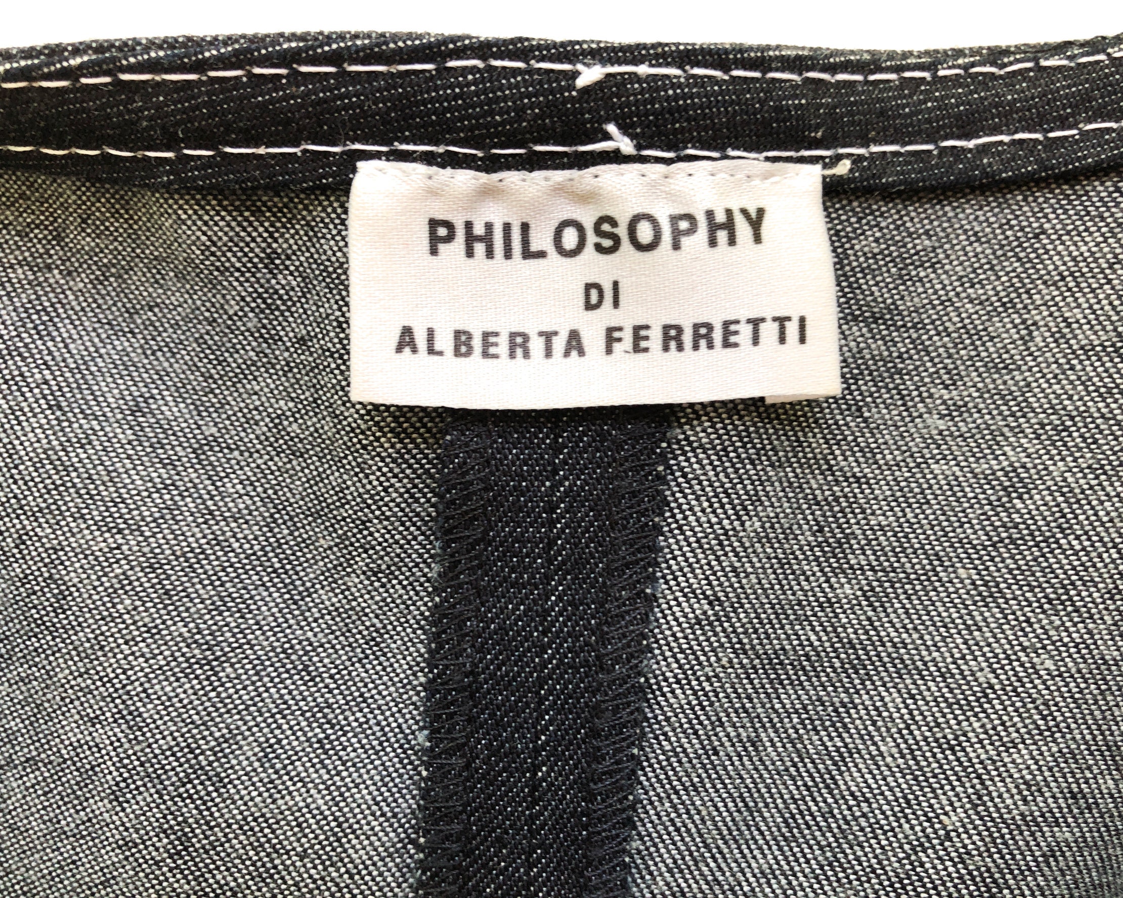 90s Denim Dress by Alberta Ferretti: Sleeveless Dark Wash Jean 