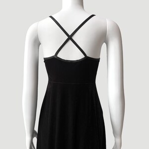 90's DKNY Black Velvet Slipdress with Built-in Bodysuit Gothic Strappy Midi Length Winter Cami Dress Gothcore Ballerinacore Grunge image 4