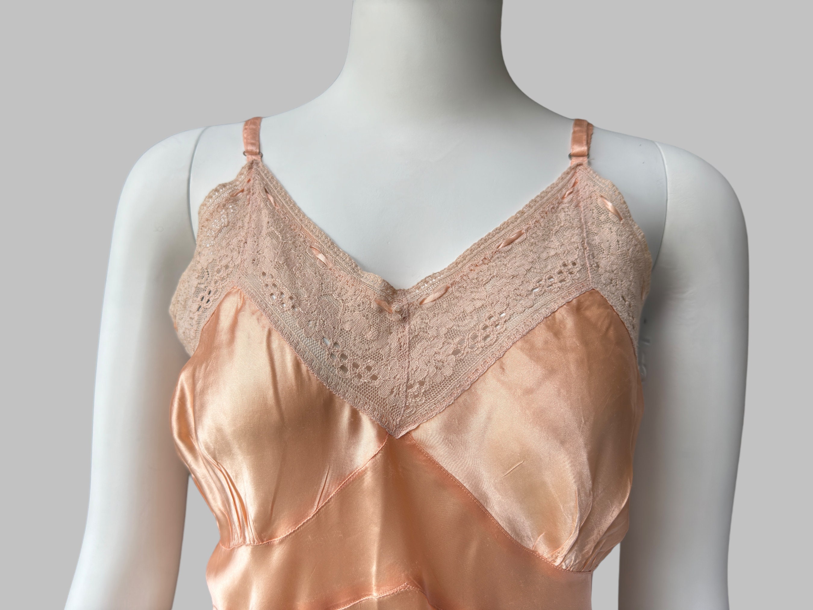 1950s Peach Slip with Pleated Hem
