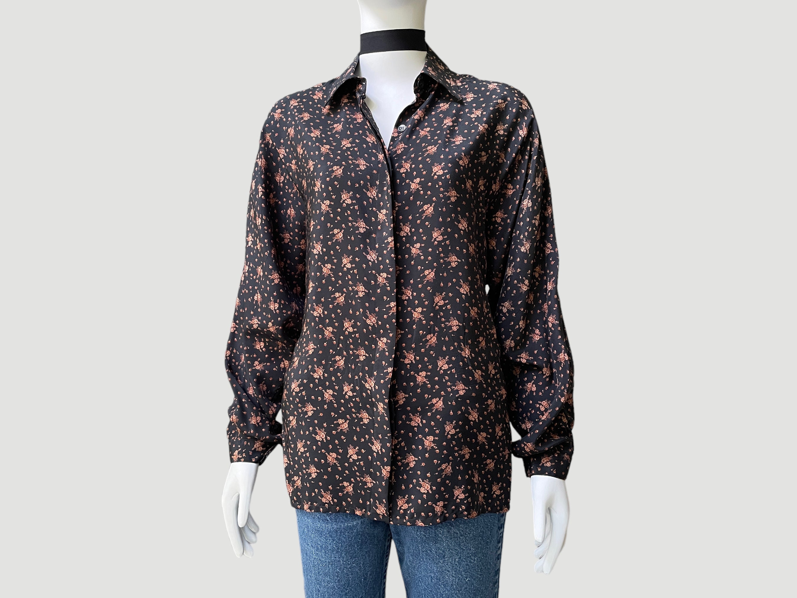 Seven Forty Two Open Blouse Cardigan L Half Sleeve Floral