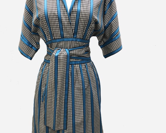 Adele Simpson Cotton Gingham Dress with Attached … - image 3