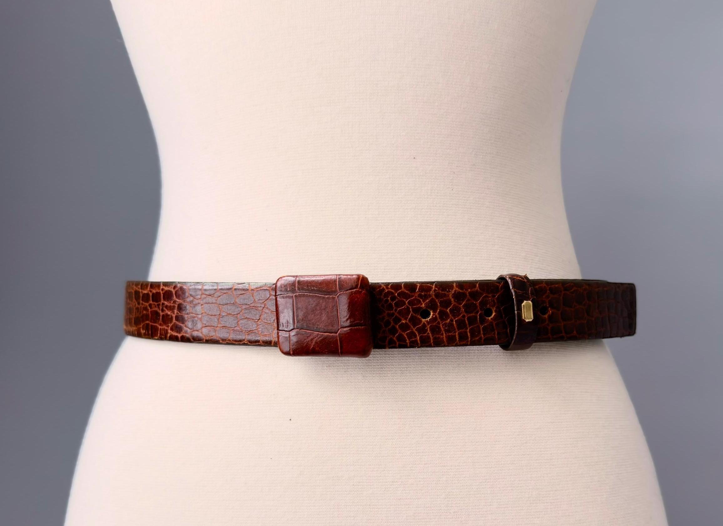 Vintage Calvin Klein Croc-embossed Leather Belt – 90s  display picture 2