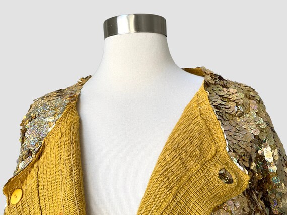 80’s Gold Sequin Cardigan Sweater  | Boxy Cropped… - image 6