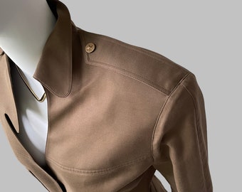 90's Thierry Mugler Khaki Cotton Asymmetric Military Wrap