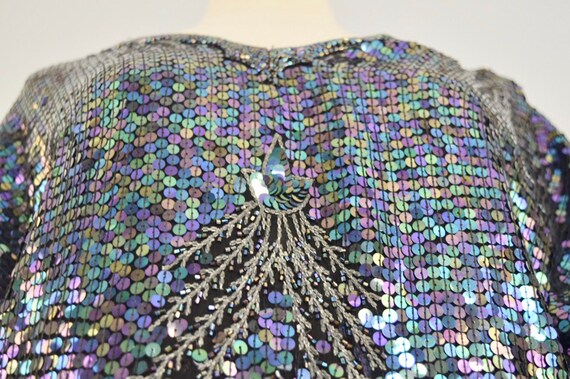 Sequin and Beaded Silk Statement Top | 70's Vinta… - image 7