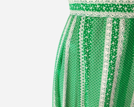 70’s Boho Cotton Print Maxi Sundress with Crochet… - image 3