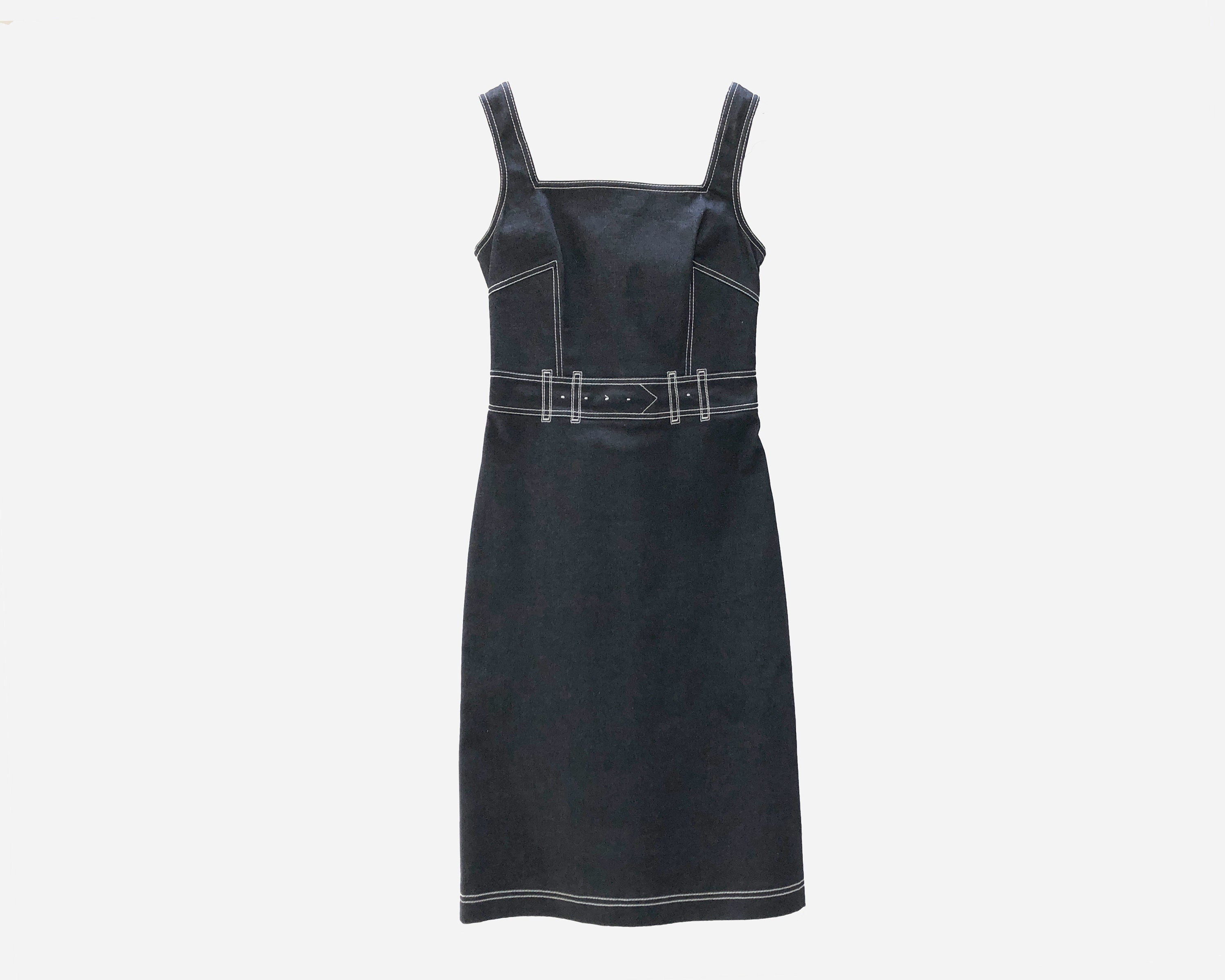 90s Denim Dress by Alberta Ferretti: Sleeveless Dark Wash Jean 