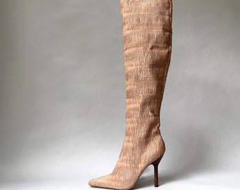 GUCCI TOM FORD 2003 Runway black leather studded thigh high