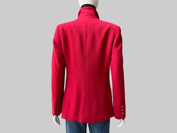 90’s Cherry Red Wool Blazer by Louis Feraud | Ove… - image 3