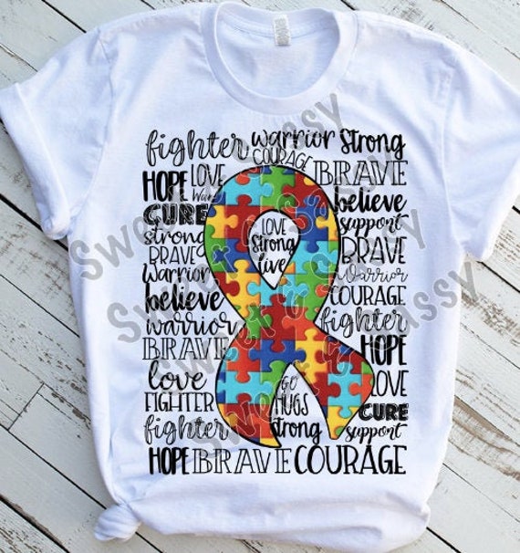 Autism Awareness Ribbon Autistic Ribbon Ready to Press | Etsy