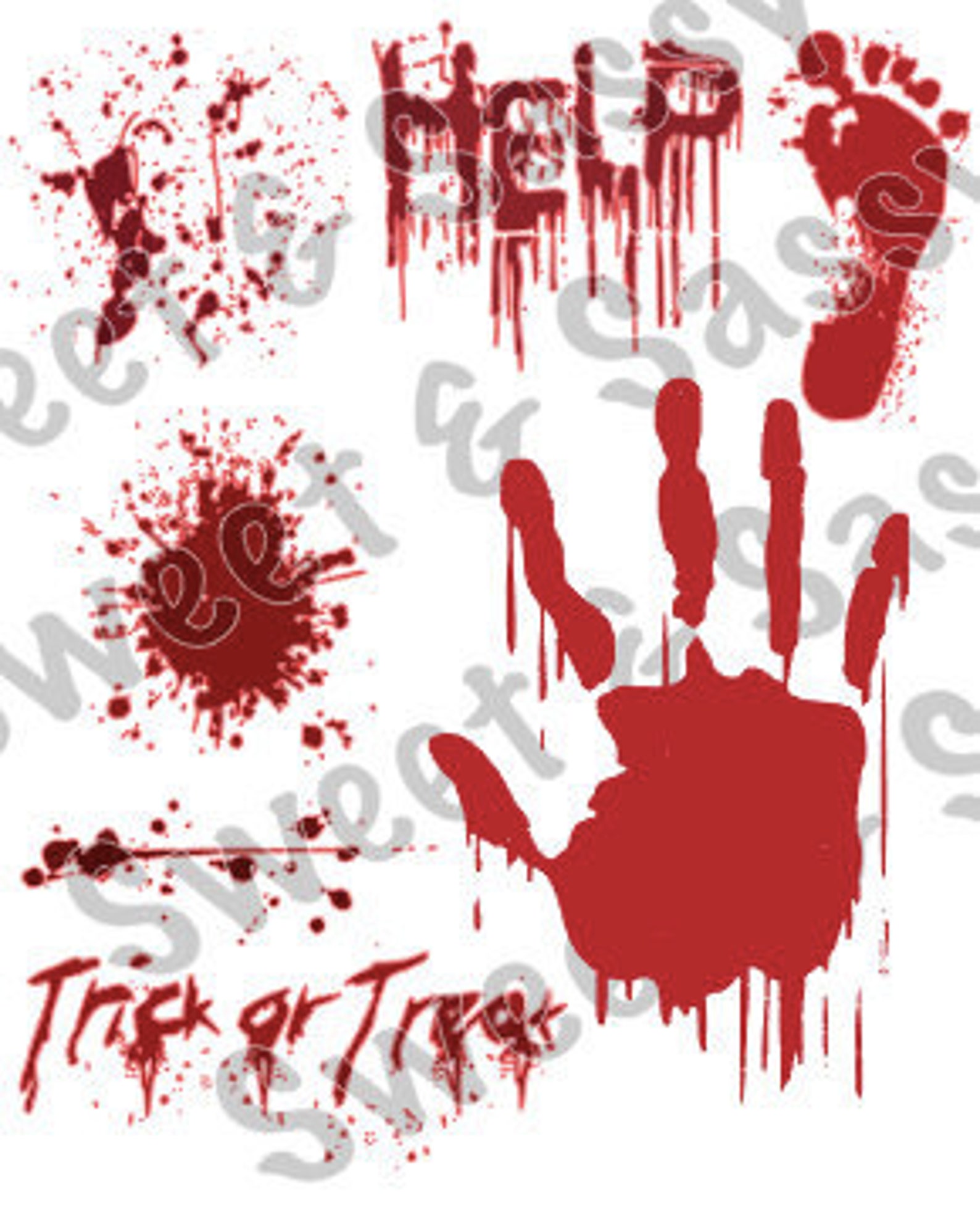 Bloody Body Parts Halloween Ready to Press Sublimation - Etsy