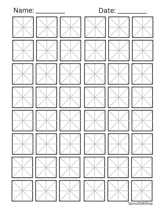 Chinese Writing Handout Printable Mi Zi Ge 米字格 Tian Zi Ge
