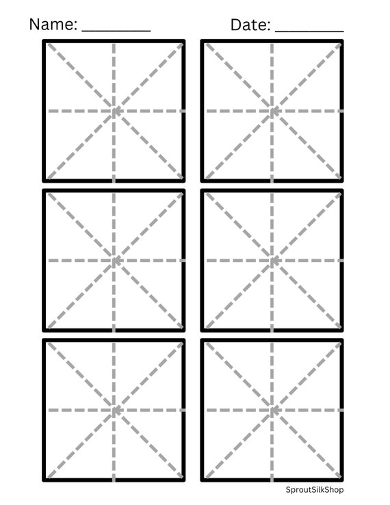 Chinese Writing Handout Printable Mi Zi Ge 米字格 Tian Zi Ge