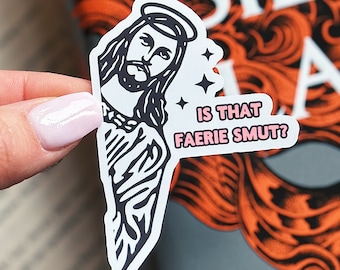 Peeking Jesus Faerie Smut Sticker: Bookish Kindle Decal
